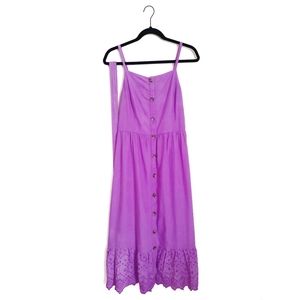 Old Navy Eyelet Hem Button Front Midi Dress